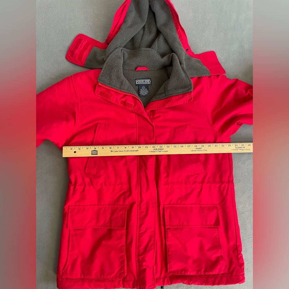Lands'‎ End womens red squall parka sz 14-16 detachable hood - Picture 7 of 7